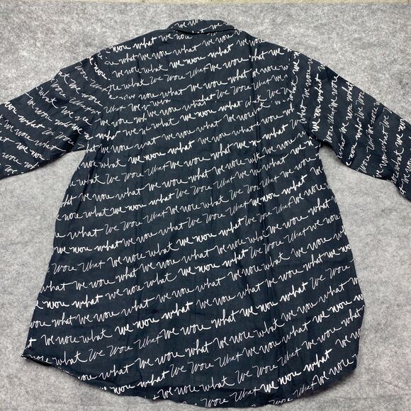WeWoreWhat Black Scrip Print Cover Up Shirt Dress Small Linen New Beach Resort - Picture 12 of 12